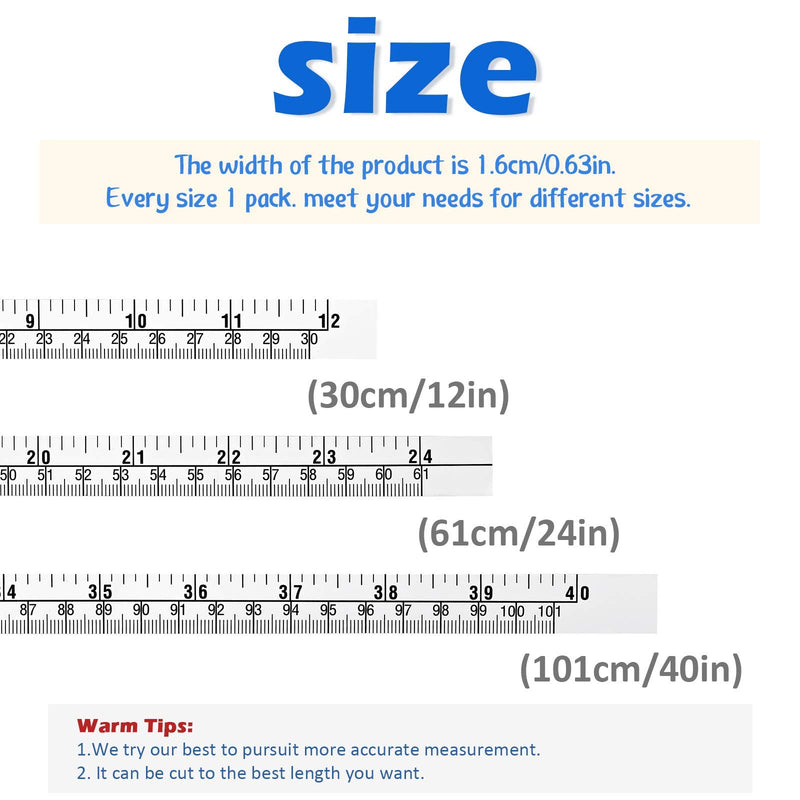  [AUSTRALIA] - Self-Adhesive Measuring Tape Workbench Ruler Adhesive Backed Double Scale Stick Tape Measure for Work Woodworking, Saw, Drafting Table (3 Pieces,40 Inch, 24 Inch, 12 Inch) 3 40 Inch, 24 Inch, 12 Inch