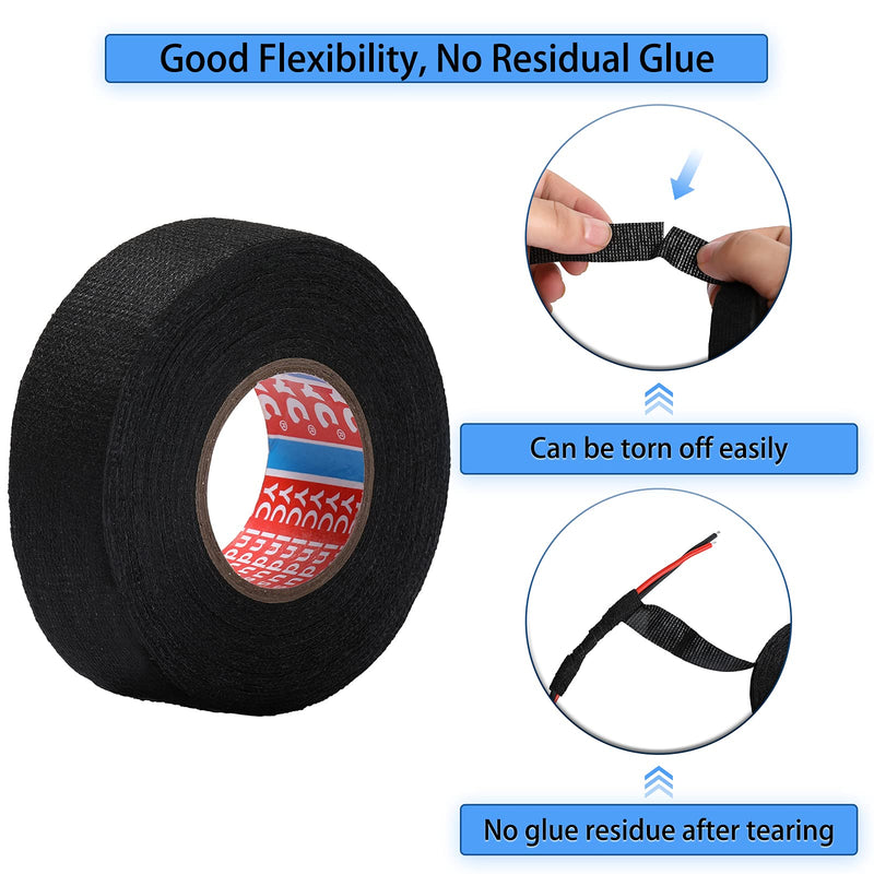  [AUSTRALIA] - 2 Rolls 1 Inch x 49.2 ft Wire Harness Cloth Tape Wiring Harness Automotive Cloth Tape Noise Damping Heat Proof Adhesive Fabric Tape for Automotive Electrical Wrap Protection Insulation Cable Fixed
