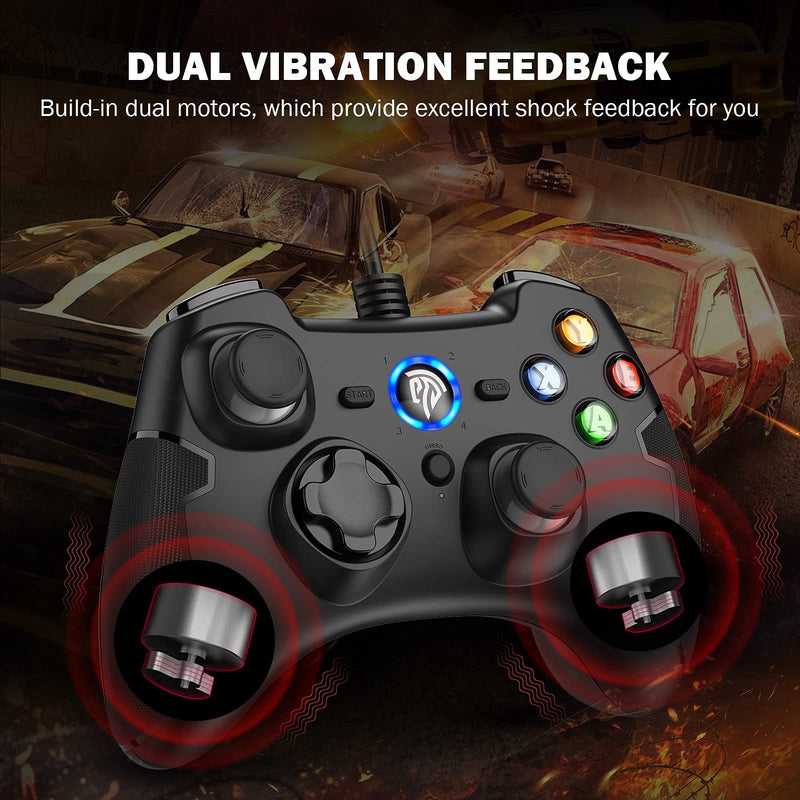  [AUSTRALIA] - EasySMX Wired Gaming Controller,PC Game Controller Joystick with Dual-Vibration Turbo and Trigger Buttons for Windows/Android/ PS3/ TV Box(Black) black