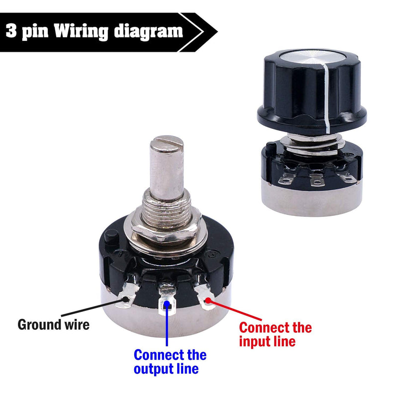  [AUSTRALIA] - Taiss 2pcs RV24YN20S 5K Potentiometer Single Turn Carbon Film Rotary Taper Potentiometer Used for Inverter speed regulation. Motor speed control + 2pcs A03 knob + 2pcs dials (B502 5K ohm) B502 5K ohm