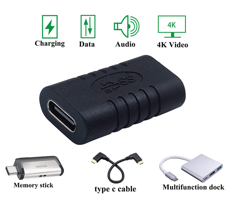  [AUSTRALIA] - AAOTOKK Type C USB Adapter, Gen 2 (10Gbps) 3A USB-C 3.1 Type C USB Female to Female Extension Adapter Supports Charging, Data, Audio, Video Adapter for Laptop, Phone,MacBook USB C HUB (2Pack-F/F)