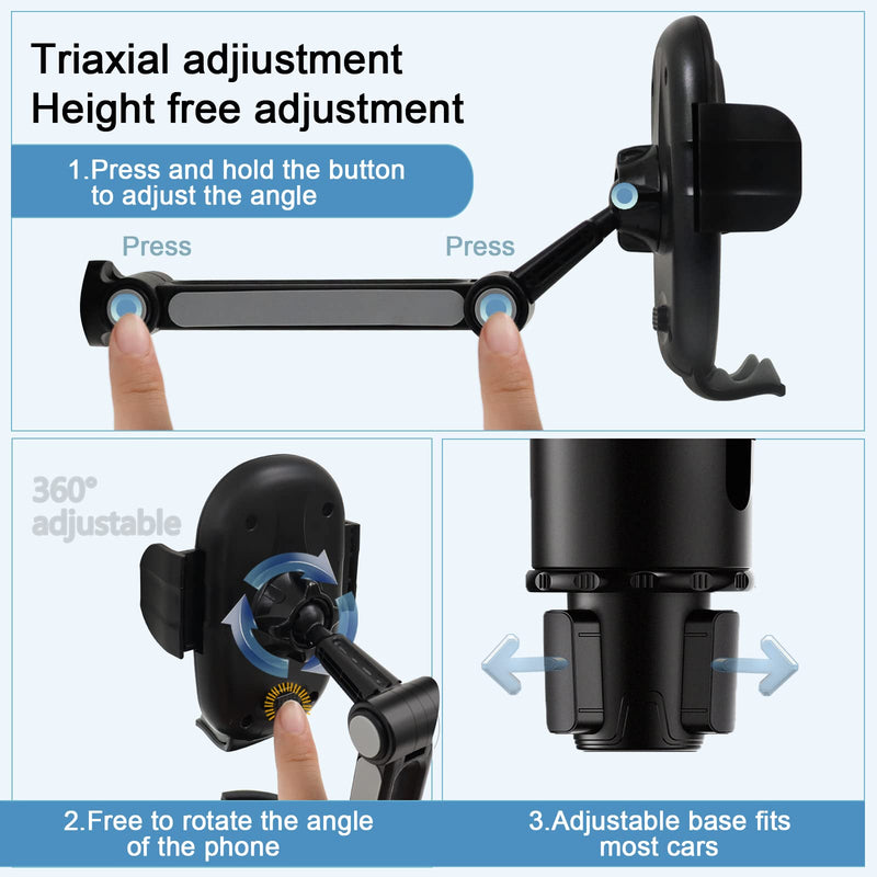  [AUSTRALIA] - Aoisva Car Cup Holder Phone Mount Adjustable Base with 360° Rotation Universal Multifunctional Cup Holder Cell Phone Holder for Car Fits Any iPhone & Galaxy & All Smartphones [Upgrade 2-in-1]