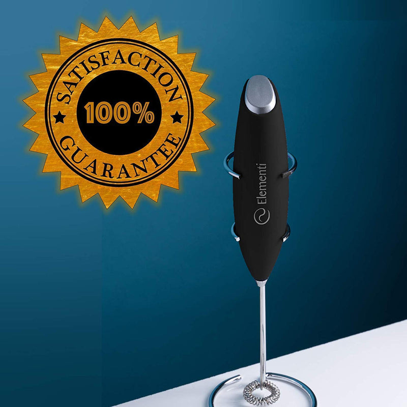  [AUSTRALIA] - Elementi Milk Frother Handheld Electric Matcha Whisk, Handheld Milk Frother Electric Stirrer and Handheld Coffee Frother Mini Blender, Hand Frother Drink Mixer, Frappe Maker, Latte Machine Milk Foamer Black