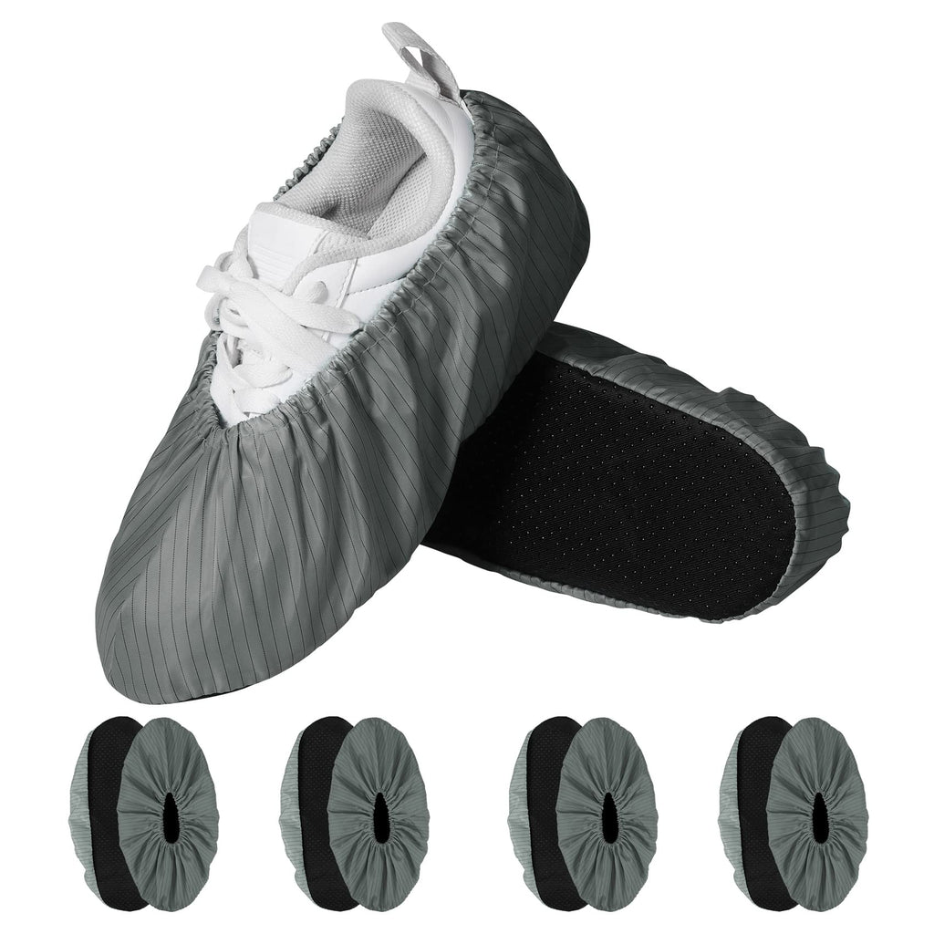  [AUSTRALIA] - Annhua Reusable Shoe Covers, Washable Overshoes with Non-Slip Sole, Heavy Duty Shoe Protectors for Hospital, Home, Clinic, Laboratory, etc., Gray, 10 Pack, One Size