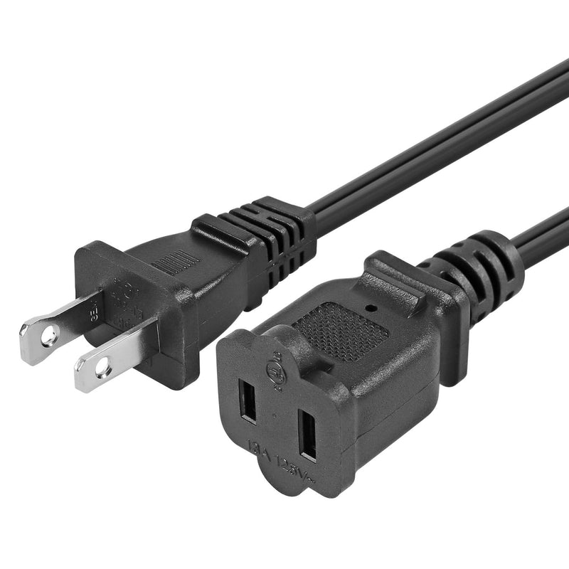  [AUSTRALIA] - VSEER 2 Prong Extension Cord US AC 2-Prong Male and Female Power Cable 13A/125V, USA Outlet Saver Power Extension Cord Cable for NEMA 5-15P to NEMA 5-15R (1FT) 1FT Black