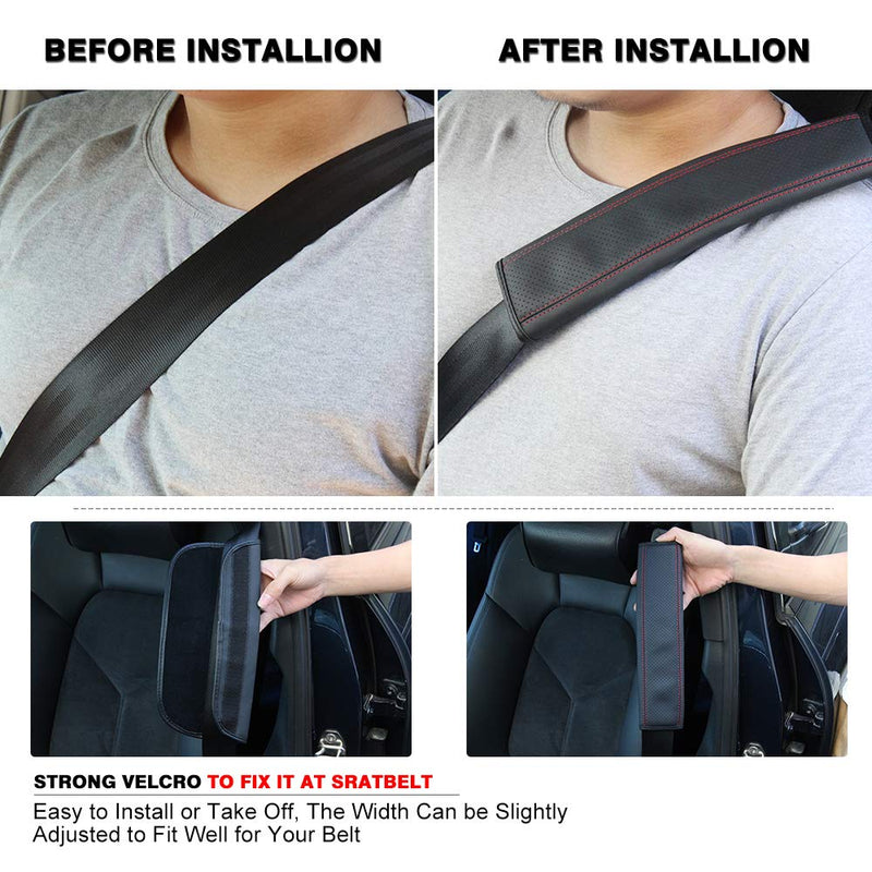  [AUSTRALIA] - Aukee Seat Belt Shoulder Pad, Soft Leather Car Safety Strap Covers Neck Mat for Comfortable Driving (2PCS)