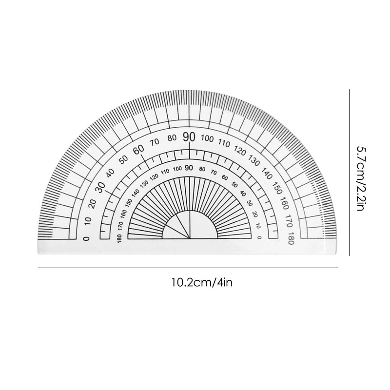 Pack of 4, Plastic Protractors, DaKuan Math Protractors 180 Degrees, 4 Inch & 6 Inch, Clear - LeoForward Australia