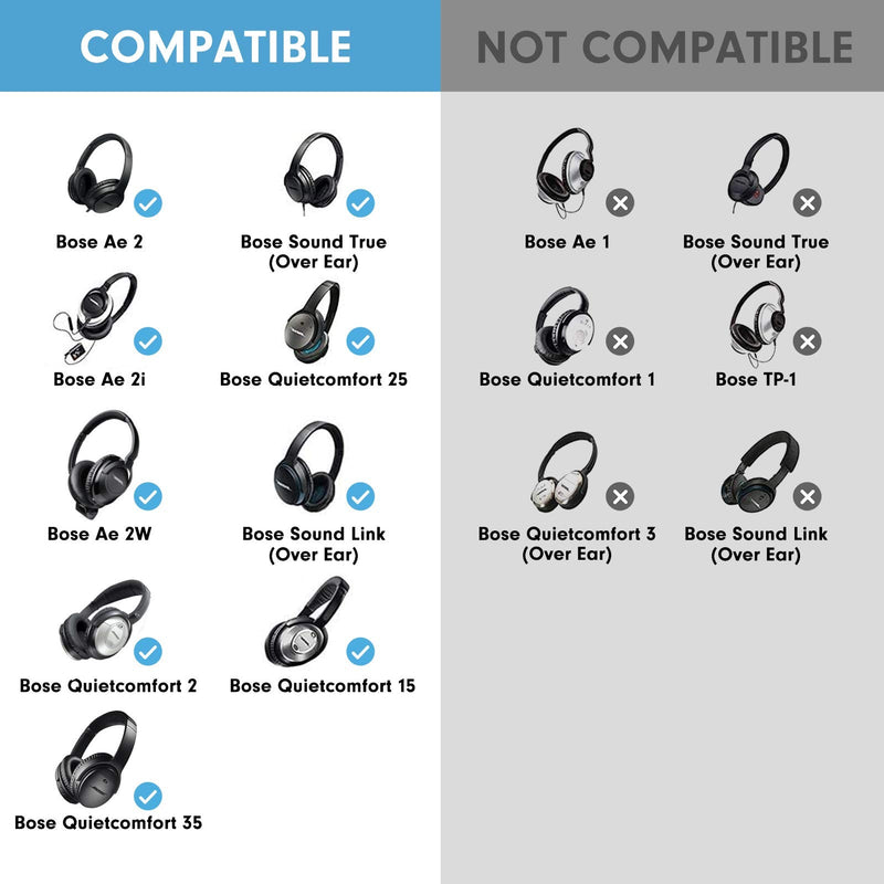  [AUSTRALIA] - Professional Replacement Ear Pads for Bose QuietComfort 35 QC15 QC25 QC2 QC35/ Ae2 Ae2i Ae2w SoundTrue & SoundLink Over-Ear/Around-Ear Headphones/Soft Protein Leather (Silver) Silver