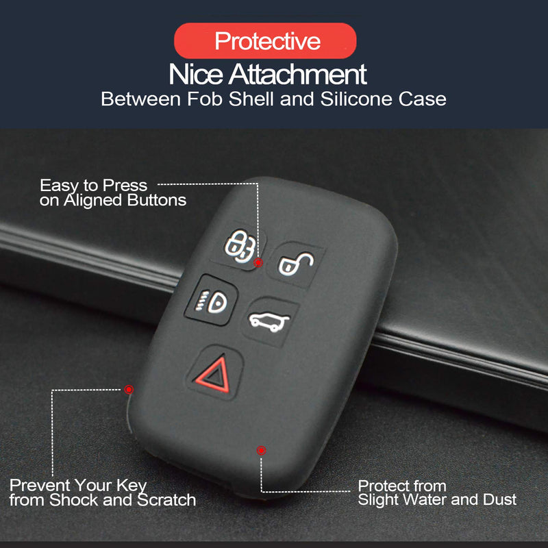 2pcs Compatible with K0BJTF10A Smart Silicone FOB Key Case Cover Protector Keyless Remote Holder for 2010-2019 Jaguar F-Pace F-Type XE X XFR-S XJ XJR XK, Land Rover LR2 LR4 Range Rover Evoque Sport - LeoForward Australia