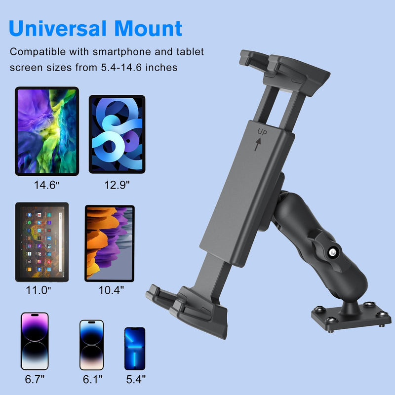  [AUSTRALIA] - OHLPRO Car Tablet Holder - Heavy Duty Drill Base, Compatible with iPad Samsung Tab 5.4"-14.6" Tablet and Mobile Phone, Car Tablet Mount for Business Car/Truck/Desktop/Wall, etc