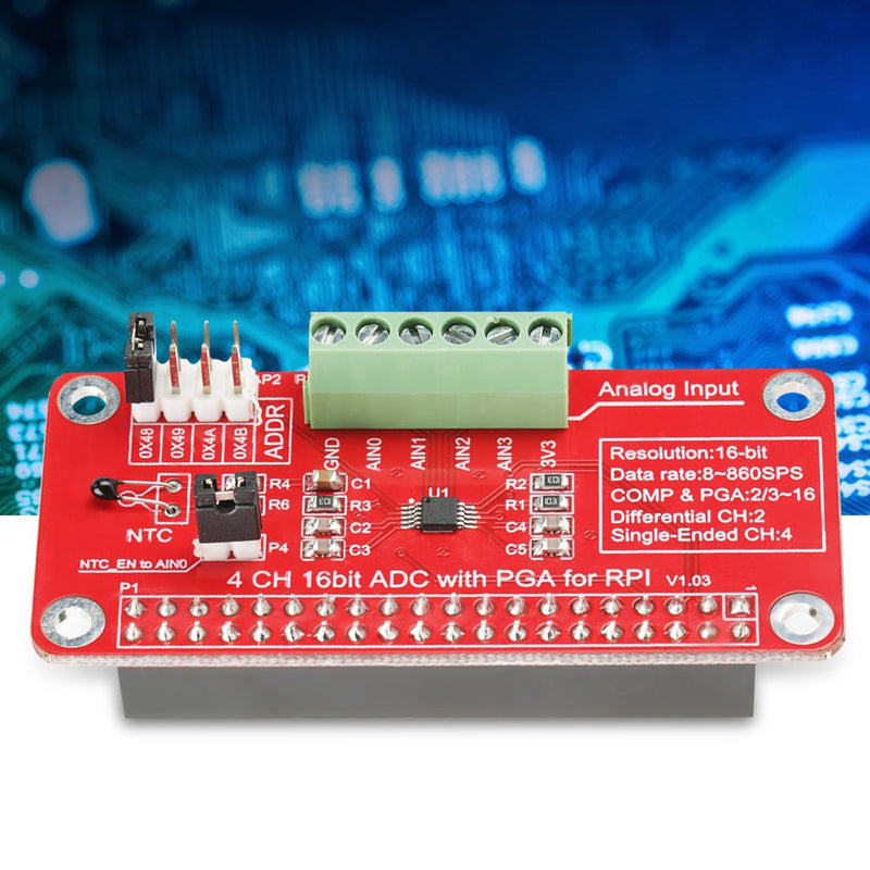  [AUSTRALIA] - 16-Bit ADS1115 ADC ADC Analog Signal Converter Module Digital for Raspberry Pi 3/2 / B+