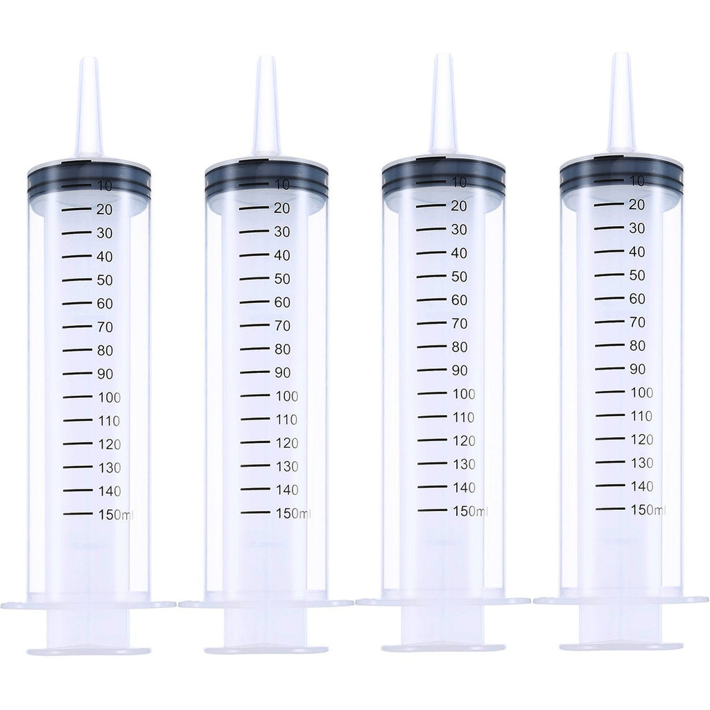  [AUSTRALIA] - Frienda 4 Pack Large Plastic Syringe for Scientific Labs and Dispensing Multiple Uses Measuring Syringe Tools (150 ml)