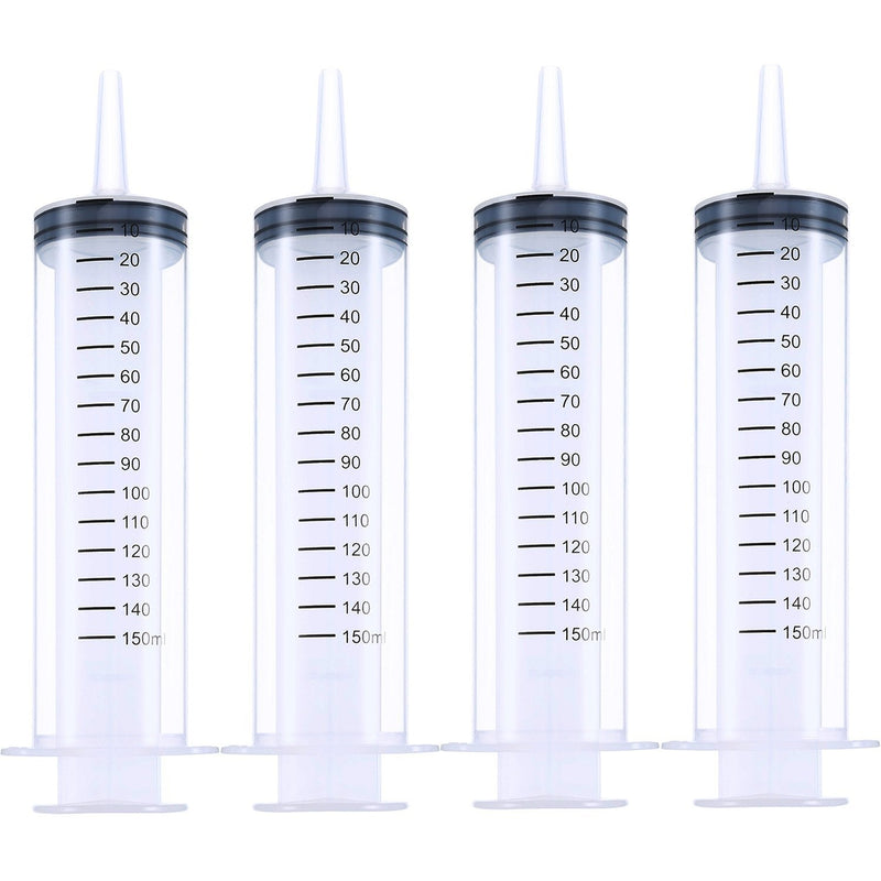  [AUSTRALIA] - Frienda 4 Pack Large Plastic Syringe for Scientific Labs and Dispensing Multiple Uses Measuring Syringe Tools (150 ml)