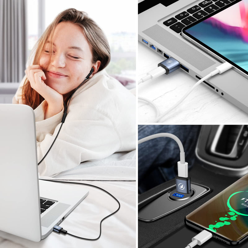  [AUSTRALIA] - USB C to USB 3.0 Adapter - USB C Female to USB Male Adapter (3 Pack) with Anti-Lost Lanyard, 5Gbps 3A Type C to USB Adapter for MacBook Pro/Air 2021,iMac 2021, Samsung, LG, Laptop, USB-A Host USB-A Male-3Pack*Blue