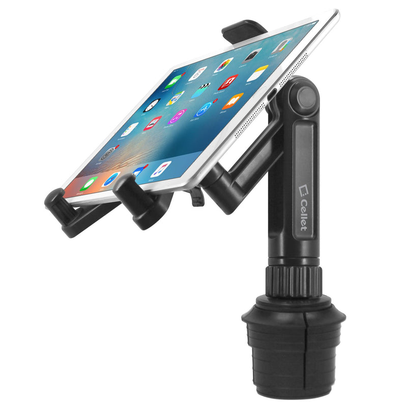  [AUSTRALIA] - Cup Holder Tablet Mount, Tablet Car Cradle Holder Made by Cellet Compatible for iPad Pro/Air 2019/Mini iPad 9.7 Samsung Galaxy Tab S5e S4 S3 LG tab Micro Soft Surface Go Pro 6 Google Pixel Slate Tablet Holder Height - 13 in