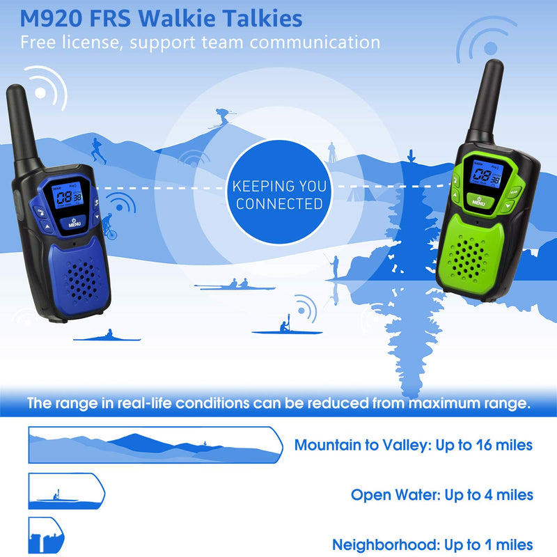Walkie Talkies for Adult, Rechargeable Long Range Walky Talky Handheld Two Way Radio with NOAA Weather Channel, 6x1000MAH AA Batteries and USB Charger Included (Blue and Green 2 Pack) pack of 2 - LeoForward Australia