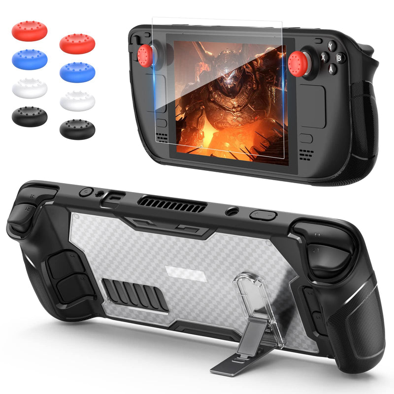  [AUSTRALIA] - Upgraded Adjustable Kickstand Case for Steam Deck, FASTSNAIL TPU Protective Case with Zine-Alloy Stand, Non-Slip Anti-Collision Design Cover Accessories with Screen Protector and Thumb Grips
