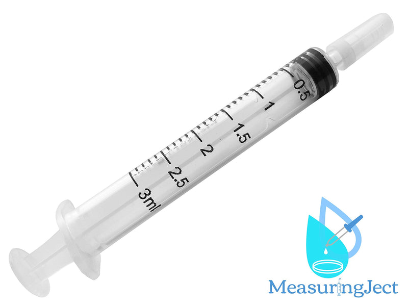  [AUSTRALIA] - 100 Pack Plastic Syringe for Measuring Scientific Measurement Syringes Multiple Uses Labs watering Feeding Printed Measuring Gauge (3ml) By MeasuringJect