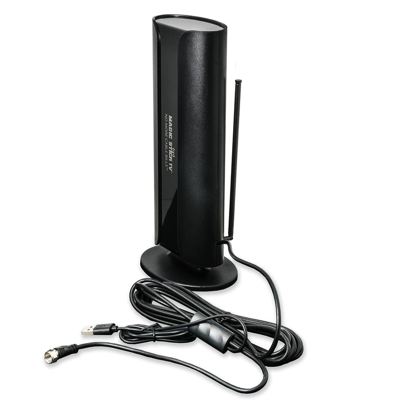  [AUSTRALIA] - Magic Stick TV MS80-PRO Amplified Indoor Adjustable TV Antenna - Signal Booster up to 75 Miles - Table Top or Wall Mount - Digital HDTV Antenna Clear HD Television Channel - 16.5 ft Long Coaxial Cable
