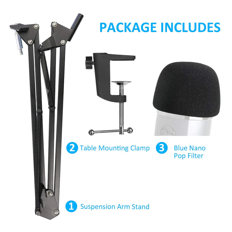  [AUSTRALIA] - Yeti Nano Mic Stand with Pop Filter - Microphone Boom Arm Stand with Foam Cover Windscreen for Blue Yeti Nano Mic by YOUSHARES