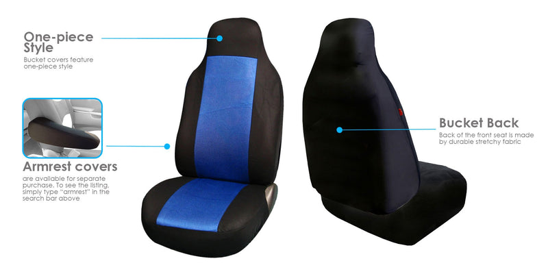  [AUSTRALIA] - FH Group FB102102 Classic Cloth Seat Covers (Blue) Front Set with Gift – Universal Fit for Cars Trucks & SUVs