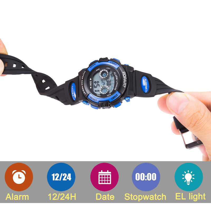 Kid Watch LED Sport 30M Waterproof Multi Function Digital Wristwatch for Boy Girl Children Gift Blue - LeoForward Australia