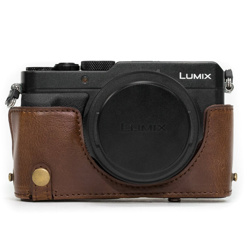  [AUSTRALIA] - MegaGear Ever Ready Protective Leather Camera Case, Bag for Panasonic LUMIX LX100, DMC-LX100 Camera (Dark Brown)