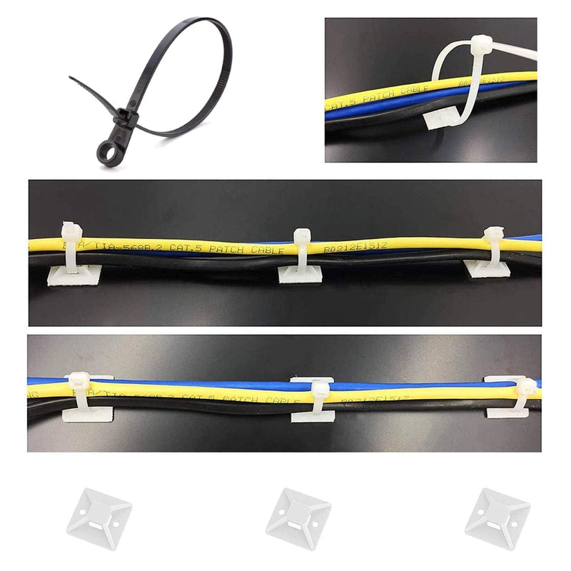  [AUSTRALIA] - 10inch Width 0.15inch Cable Zip Ties Nylon Self Locking Wire Ties with White Cable Tie Mounts Plastic (250Pcs 4x250)