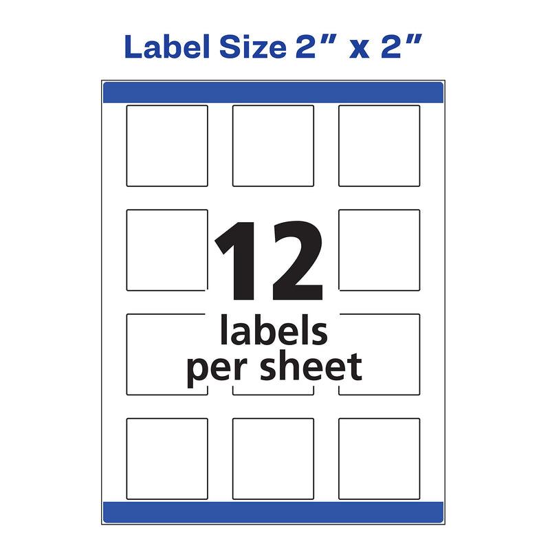 Avery Printable Blank Square Labels, 2" x 2", Matte White, 300 Customizable Labels (22806) 300 Labels - LeoForward Australia