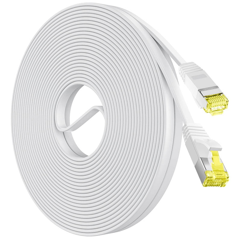  [AUSTRALIA] - Aoforz - Ethernet Cable Cat 6 30 ft - White Flat High Speed Internet Network Cable with Cable Clips - Computer Cable with Snagless Rj45 Connectors - (30 feet White) CAT6-30FT