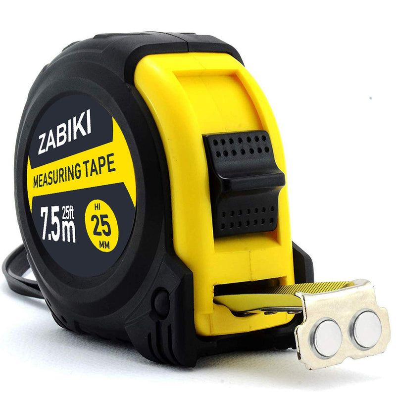  [AUSTRALIA] - Zabiki Measuring Tape Measure, 25 Ft Decimal Retractable Dual Side Ruler with Metric and Inches, Easy to Read, for Surveyors, Engineers and Electricians, with Magnetic Tip and Rubber Protective Casing 1