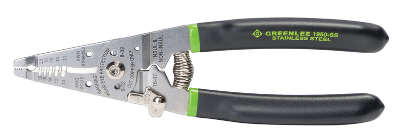  [AUSTRALIA] - Greenlee Hand Tools Stainless Steel Wire Stripper Pro (1950-SS), 10-18AWG, Color