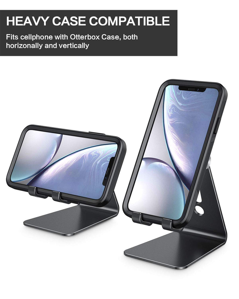  [AUSTRALIA] - Adjustable Cell Phone Stand, OMOTON C2 Aluminum Desktop Phone Holder Dock Compatible with iPhone 11 Pro Max Xs XR 8 Plus 7 6, Samsung Galaxy, Google Pixel, Android Phones, Black