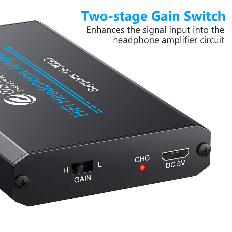  [AUSTRALIA] - eSynic Professional Headphone Amplifier Portable Headphone Volume Amplifier Rechargeble Headphone Amps Digital HiFi Amp With 3.5mm Jack & a Two-stage Gain Switch for MP3 MP4 Phones and Computers etc Style-A