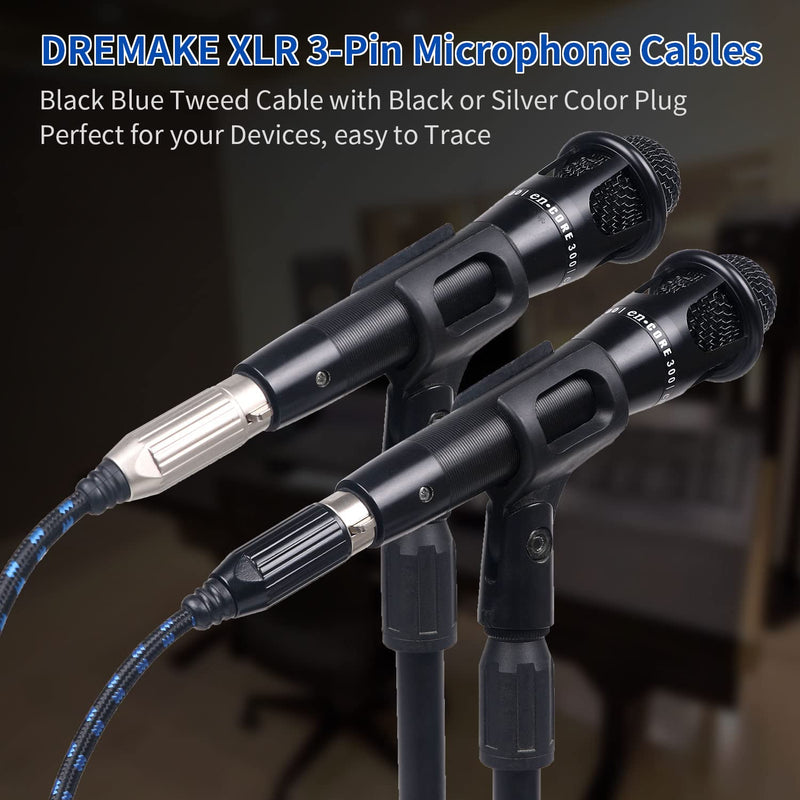  [AUSTRALIA] - DREMAKE Professional Audio Mic AMP Cable Cords - XLR 3 Pin Male to XLR 3 Pin Female Braided Cables - 6' Balanced Snake Patch Cord for Powered Speakers, Live Sound & Performance, Mixers - 2 Pack 6FT/2.0M