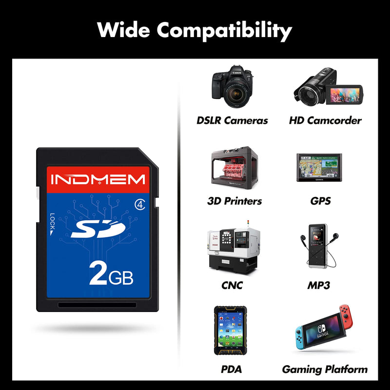  [AUSTRALIA] - INDMEM 5 Pack SD Card 2GB Class 4 Flash Memory Card 2G SLC Stanard Secure Digital Cards