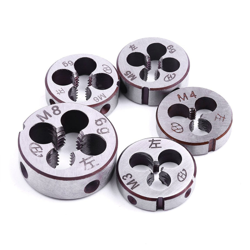  [AUSTRALIA] - ATOPLEE 5 pieces metric left-hand thread die set, M3 x 0.5 mm / M4 x 0.7 mm / M5 x 0.8 mm / M6 x 1.0 mm / M8 x 1.25 mm