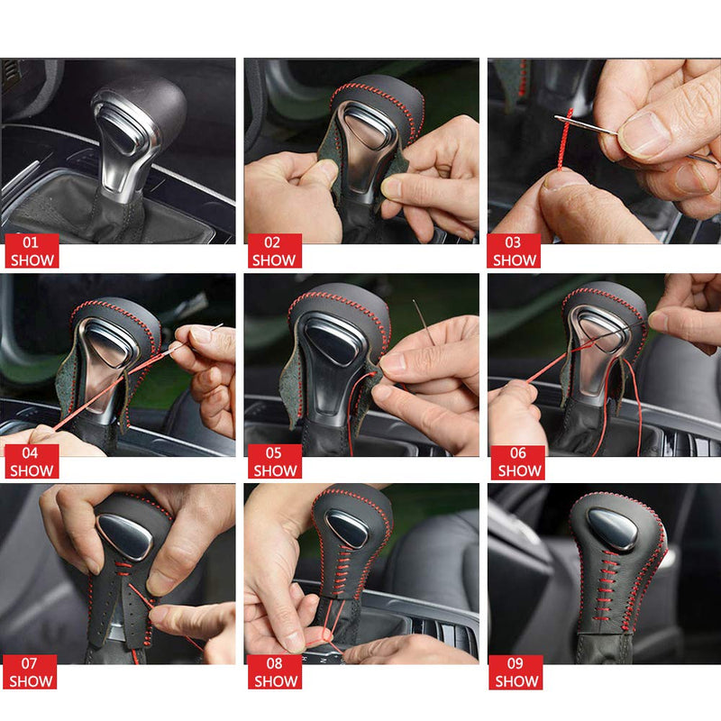  [AUSTRALIA] - Non-slip Leather Shift Lever Cover Automatic Car Gear Knob Stick Protector Trim Fit For NISSAN TEANA Black Leather H Type Automatic Transmission