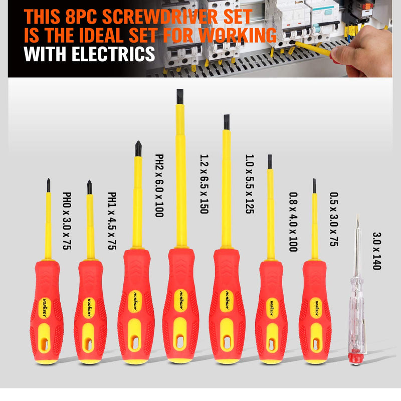  [AUSTRALIA] - HORUSDY 8-Piece 1000v Insulated Screwdriver Set, Magnetic Tip Electrician screwdriver Set