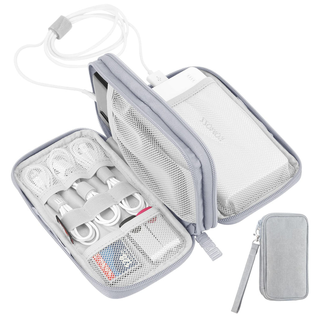  [AUSTRALIA] - Electronic Organizer Case, Travel Cable Organizer Bag Pouch Electronic Accessories, Carry Case Portable Waterproof Double Layers All-in-One Storage Bag for Cable, Cord, Charger, Phone, Earphone, Grey