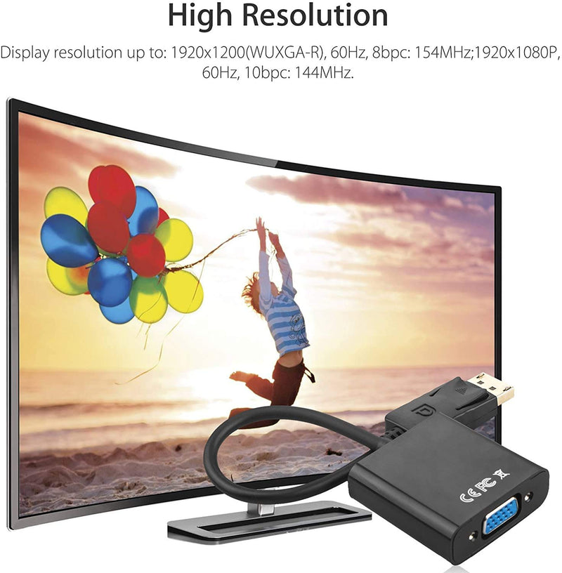  [AUSTRALIA] - Display Port to VGA, Multi-Pack Gold-Plated DisplayPort to VGA Converter Adapter (Male to Female) for Computer, Desktop, Laptop, PC, Monitor, Projector, HDTV, HP, Lenovo, Dell, ASUS and More (6-Pack) 6-pack
