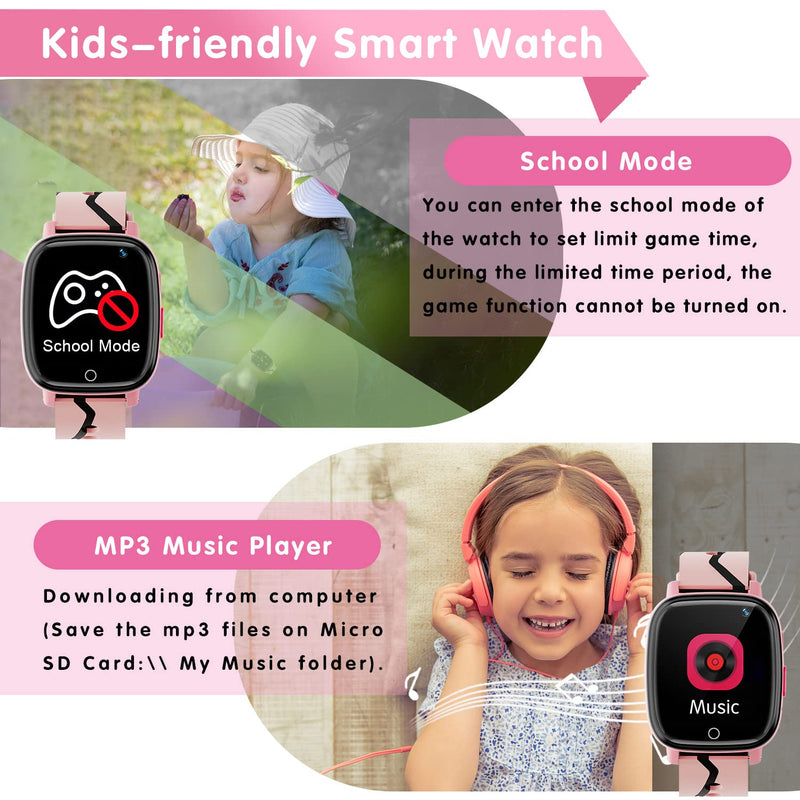  [AUSTRALIA] - Kids Smart Watch Girls Boys - Smart Watch for Kids Watches for Ages 4-12 Years with 14 Puzzle Games Music Video Alarm Calculator Flashlight Children Learning Toys Birthday Gifts Toddler Watch (Pink) Pink