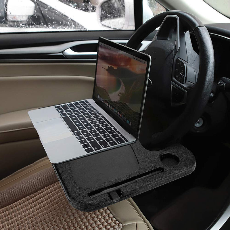  [AUSTRALIA] - Car Steering Wheel Desk -XINDELL Auto Travel Table for Laptop Tablet IPad or Notebook Workstation Food Snack Eating Tray on Wheel for Driver Travelers Work or Dining Holder fits Most Vehicles