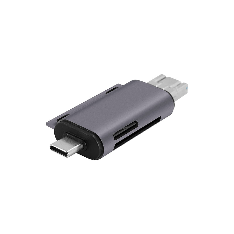  [AUSTRALIA] - SD Card Reader USB-C,3-in-1 Memory Card Reader with Tri-Connectors, USB 3.0 Card Reader Adapter for SDXC,Micro SDXC,Compatible with Windows,Mac OS ,Linux, Android,Silver Gray