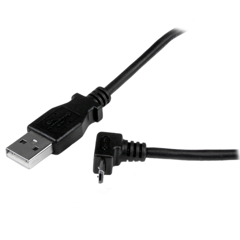  [AUSTRALIA] - StarTech.com 1m Micro USB Cable Cord - A to Up Angle Micro B - Up Angled Micro USB Cable - 1x USB A (M), 1x USB Micro B (M) - Black (USBAUB1MU) 1m / 3 feet