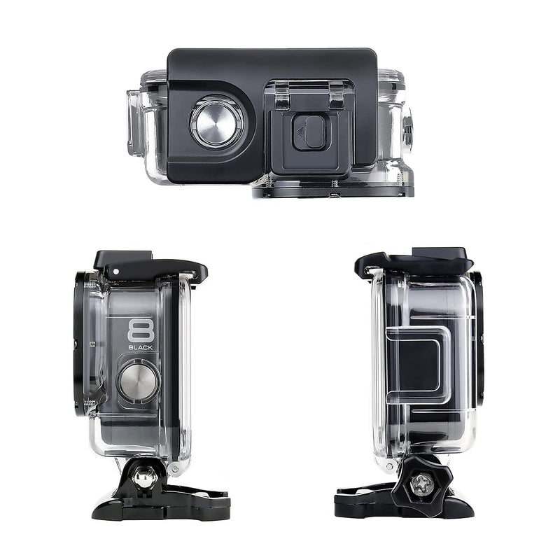  [AUSTRALIA] - SOONSUN Waterproof Housing Case for GoPro Hero 8 Black, Built-in Dual Cold Shoe Slots and Includes 2 Clod Shoe Mount Adapters, 196 Ft Underwater Protective Diving Housing Case for GoPro Hero8 Black Waterproof Housing for HERO8 Black