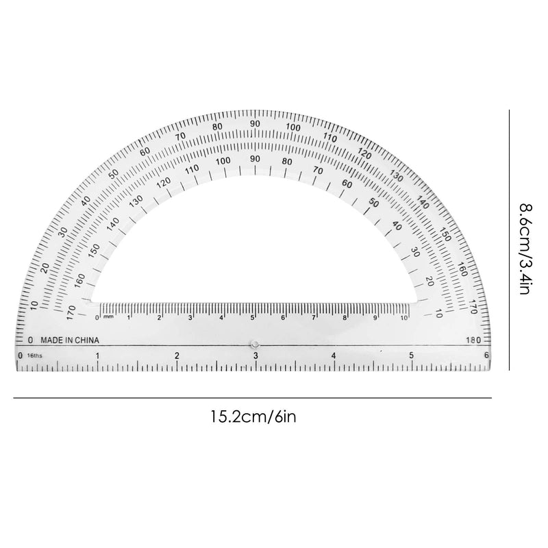 Pack of 4, Plastic Protractors, DaKuan Math Protractors 180 Degrees, 4 Inch & 6 Inch, Clear - LeoForward Australia