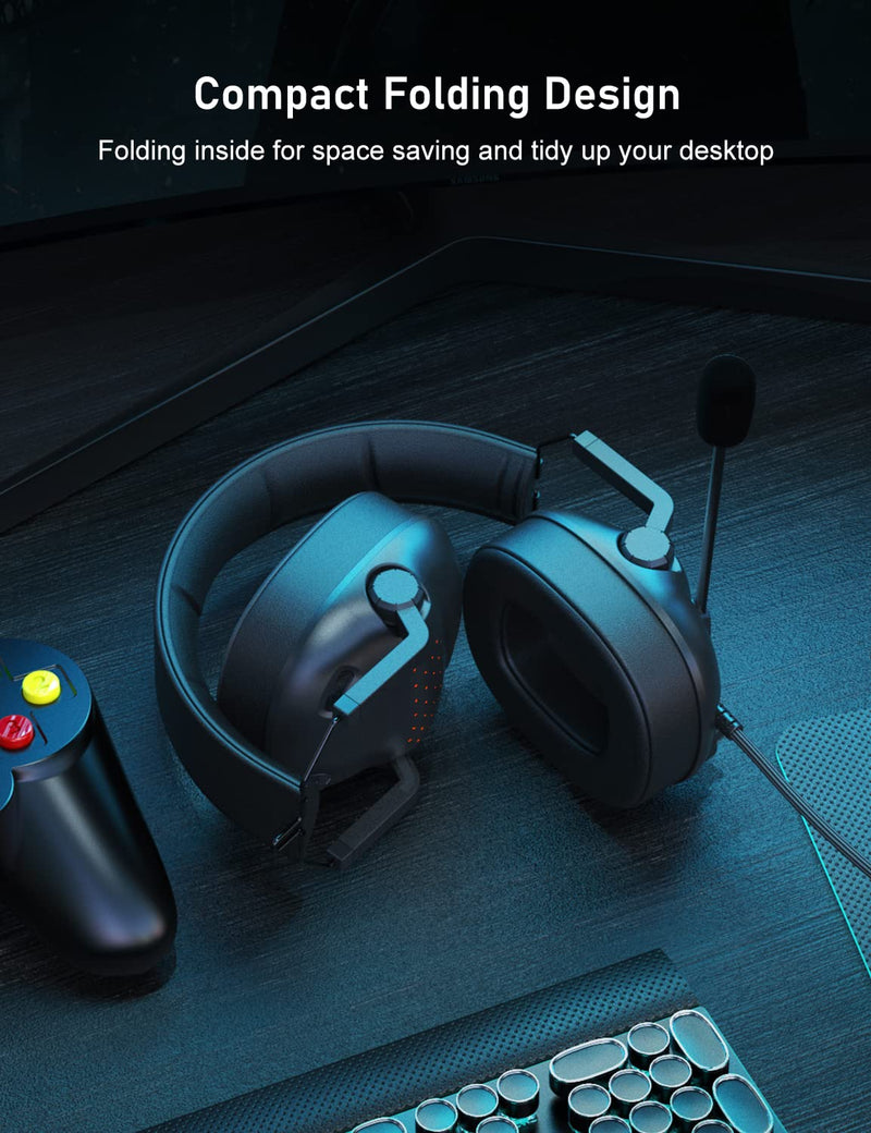  [AUSTRALIA] - SENZER SG550 USB Pro Gaming Headset for PC - 7.1 Surround Sound - Memory Foam Ear Pads - Portable Folding Gaming Headphones with Noise Canceling Microphone - Black