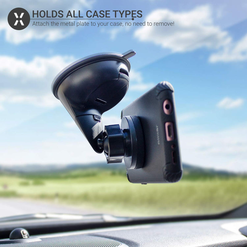  [AUSTRALIA] - Olixar Magnetic Car Phone Holder for Windscreen or Dashboard - (Magnetic Stickers for Phone Provided) - Sturdy & Easy to Use Car Mount - Universal