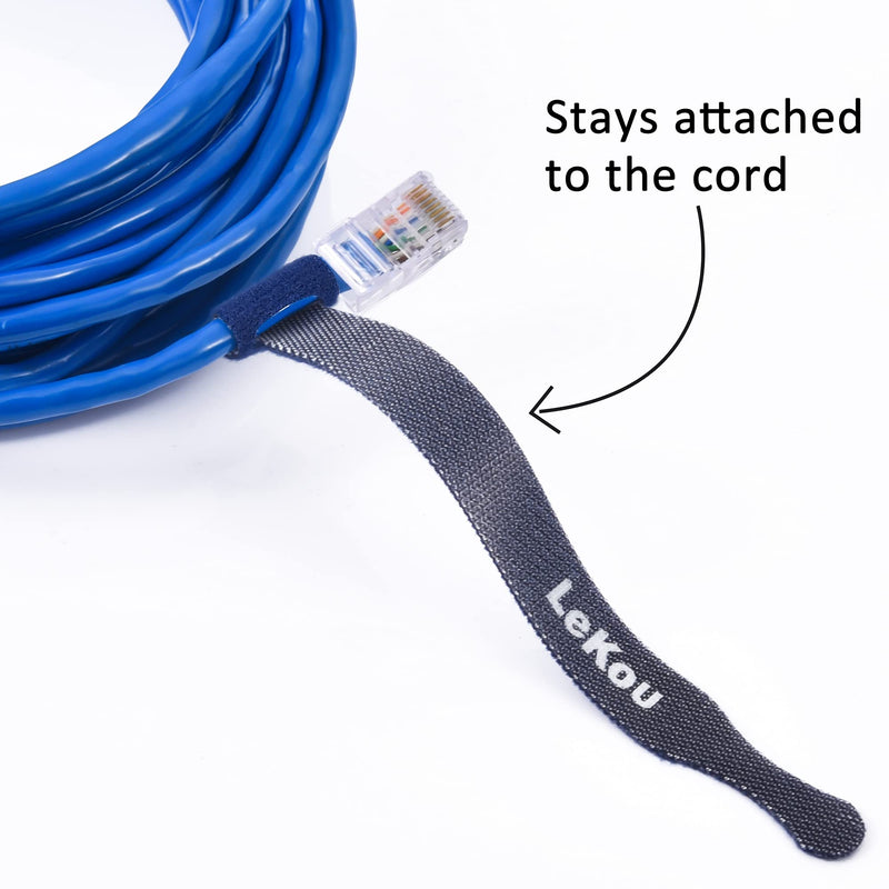  [AUSTRALIA] - Lekou Cable Ties, 60 PCS 6 Inch Fastening Cable Straps, Reusable Hook and Loop Straps Wire Management, Cord Organizer Cable Ties for Home Desk Office Organization
